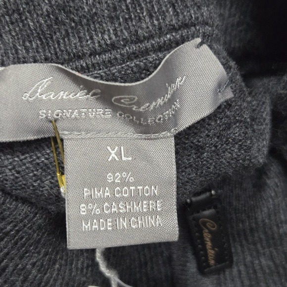 Daniel Cremieux Sweater Mens XL Gray Half Zip Pullover Pima Cotton Cashmere Soft - Picture 9 of 16